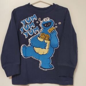 2012 Cookie Monster Kids Navy Blue Long Sleeve Shirt Size 4T